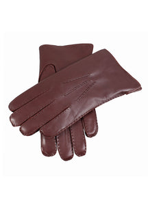Men's Handsewn Three-Point Fur-Lined Leather Gloves in English Tan
