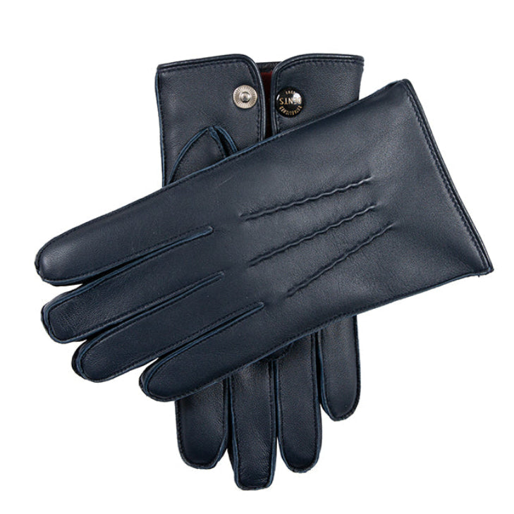 Men's Heritage Touchscreen Three-Point Fur-Lined Leather Gloves