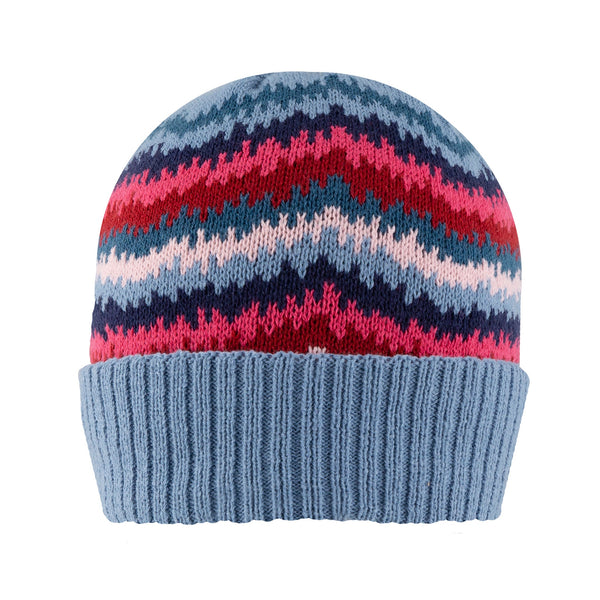 Women’s Knitted Beanie Hat with Contrasting Stripes