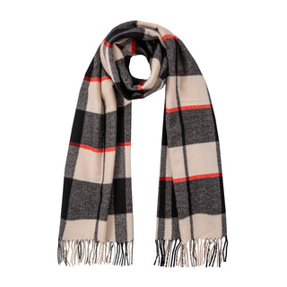 Women’s Contrasting Check Scarf with Tassels