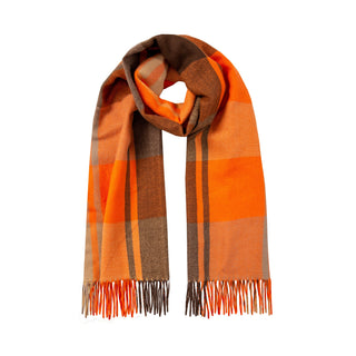 Women’s Plaid Large-Check Scarf with Tassels