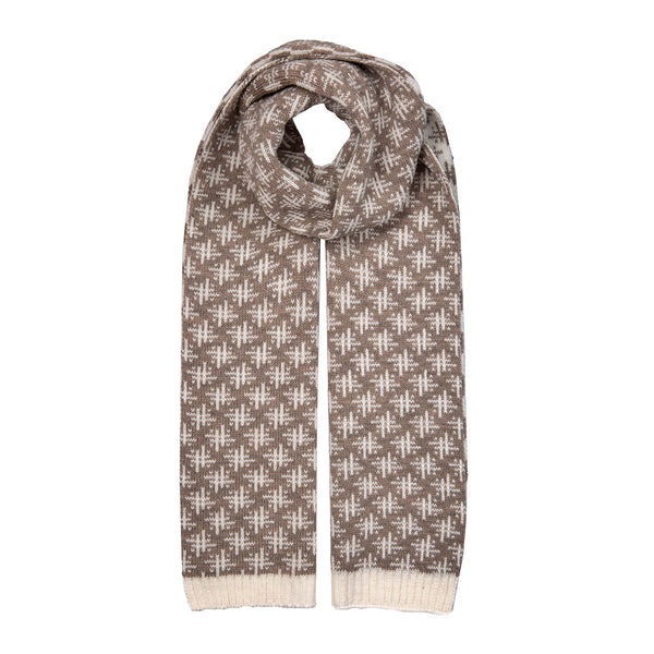 Women’s Jacquard Knitted Scarf with Reversible Hash Symbol Pattern