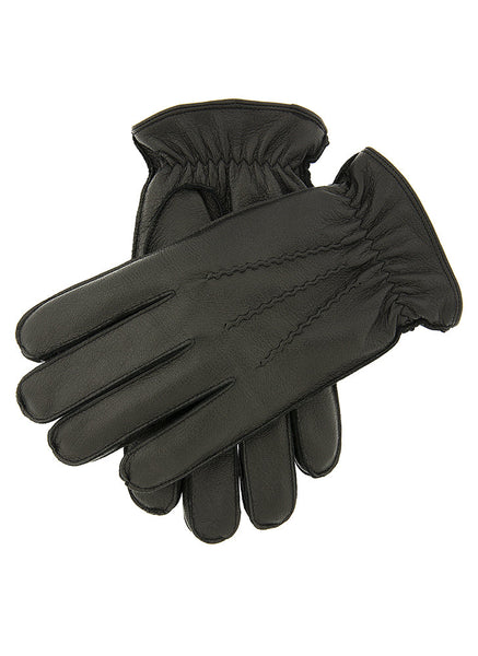 Men's Faux Fur-Lined Deerprint Leather Gloves