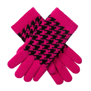 Women’s Jacquard Knitted Gloves with Dogtooth Pattern