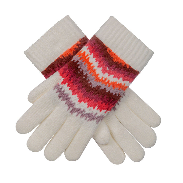 Women’s Jacquard Knitted Gloves with Contrasting Stripes