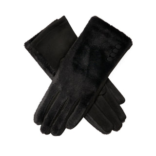 Women’s Touchscreen Velour-Lined Faux Fur and Faux Suede Gloves