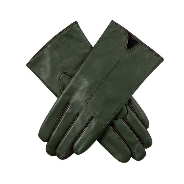 Women’s Single-Point Leather Gloves with Colour Contrast Details