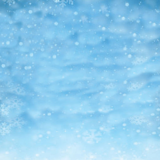 Blue sky with white snow falling