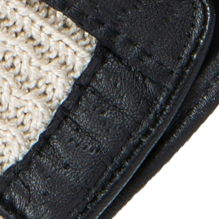Men’s Crochet-Back Imitation Peccary Leather Driving Gloves in Black closeup