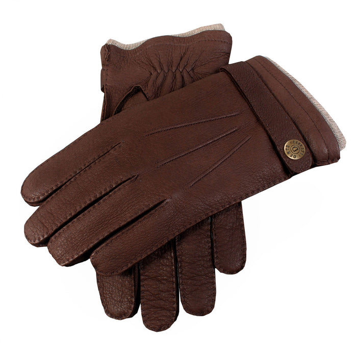 mens dark brown deerskin cashmere lined leather gloves