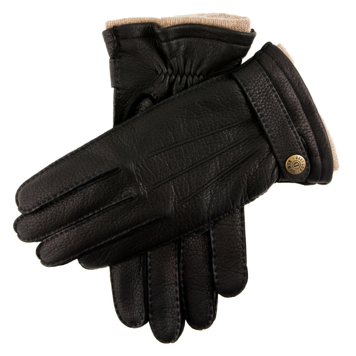 mens black deerskin cashmere lined leather gloves