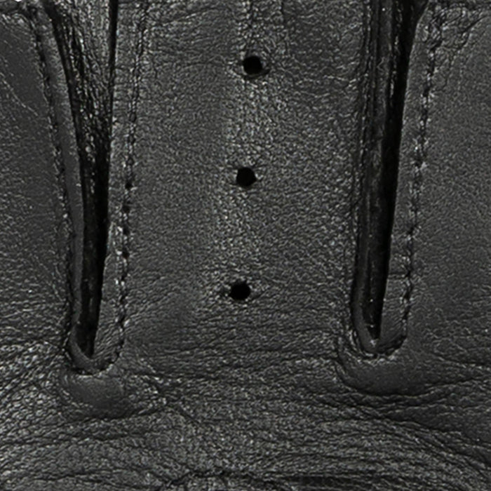 Men's fingerless leather driving gloves in black prix seam stitching
