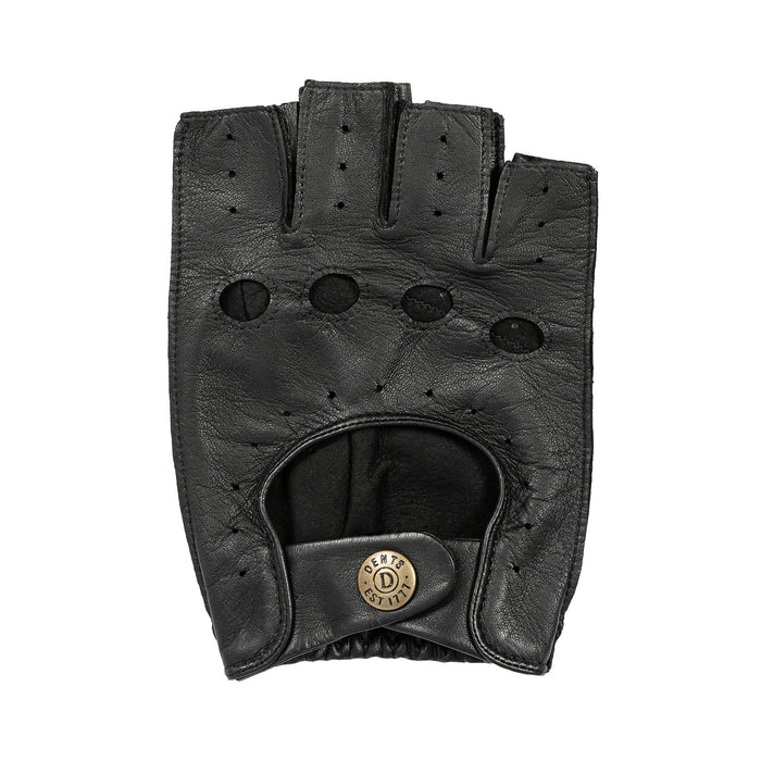 Men's fingerless leather driving gloves in black - single glove