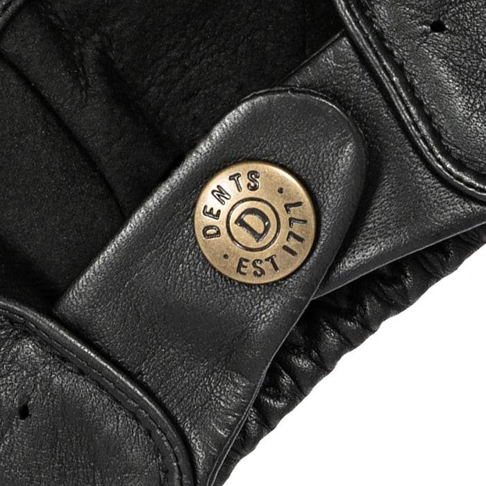 Men's Fingerless Leather Driving Gloves in Black Stud