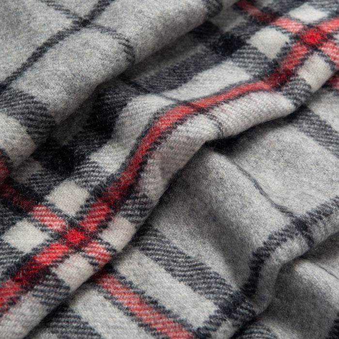 Men's Heritage Bold Check Cashmere Scarf with Tassels in Silver closeup