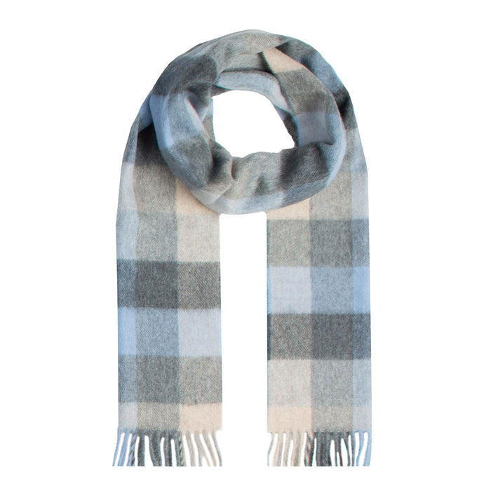 Men's Heritage Bold Check Cashmere Scarf with Tassels in Sky loop