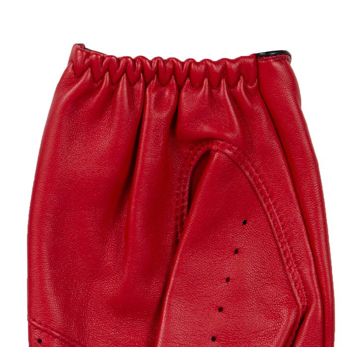 Men's leather driving gloves in berry/black