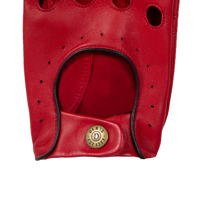 Men's leather driving gloves in red and black