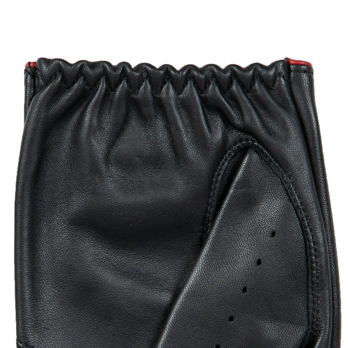 Men's leather driving gloves in black/berry