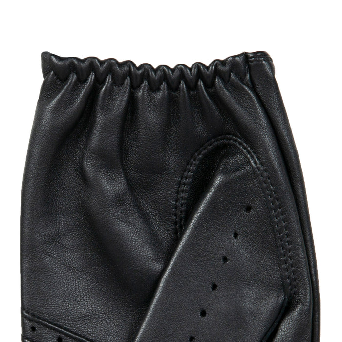 Men's leather driving gloves in Black left cuff