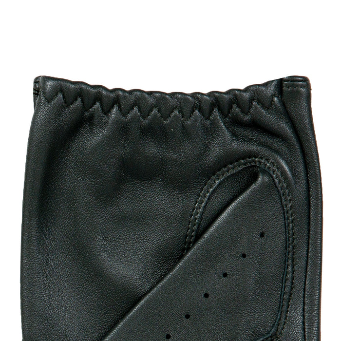 Men's leather driving gloves in British racing green left cuff