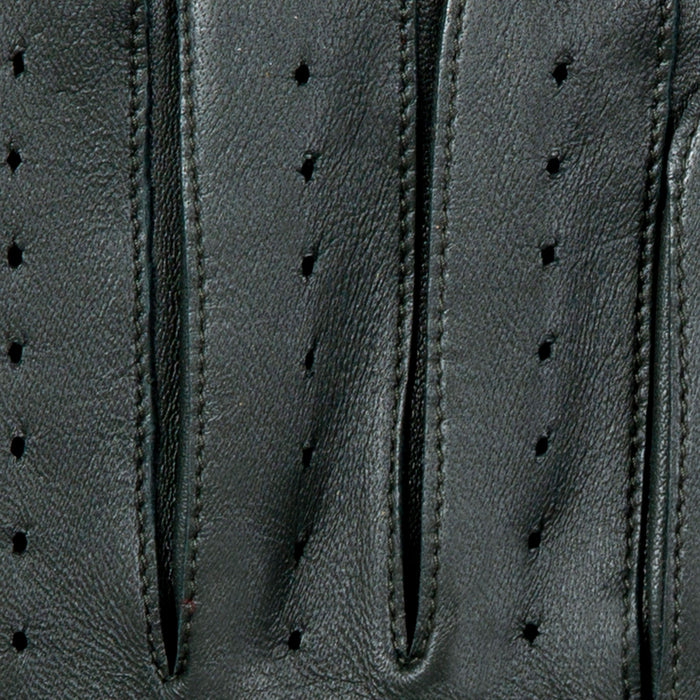 Men's leather driving gloves in British racing green fingers
