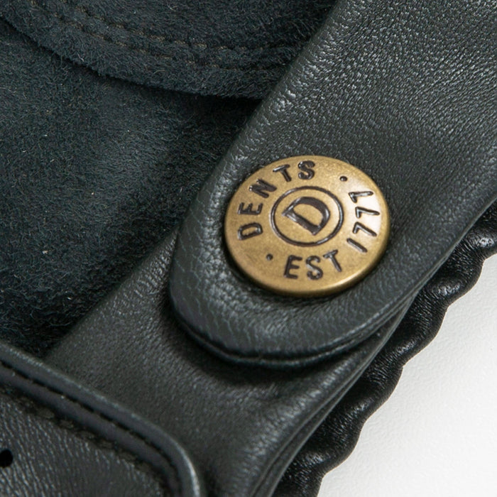 Men's leather driving gloves in British racing green stud