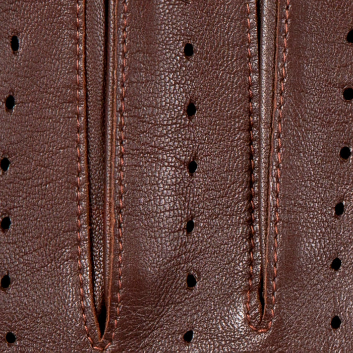 Men's leather driving gloves in English tan brown fingers