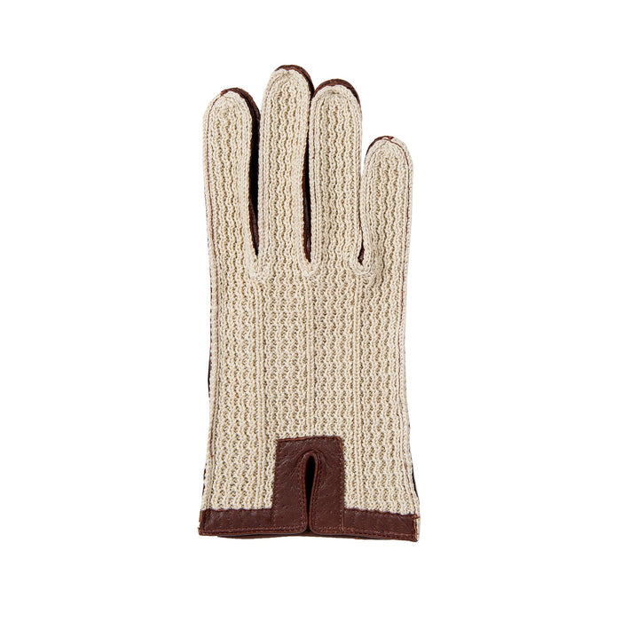 Men’s Crochet-Back Imitation Peccary Leather Driving Gloves in english tan right