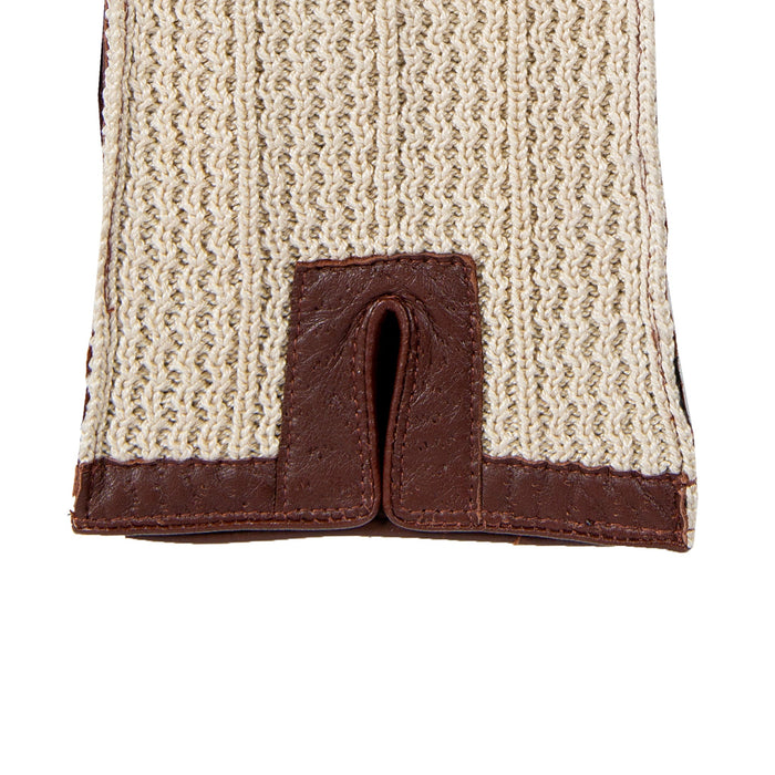 Men’s Crochet-Back Imitation Peccary Leather Driving Gloves in english tan right cuff