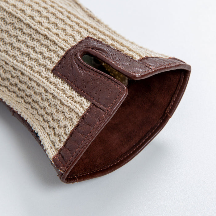 Men’s Crochet-Back Imitation Peccary Leather Driving Gloves in english tan open cuff