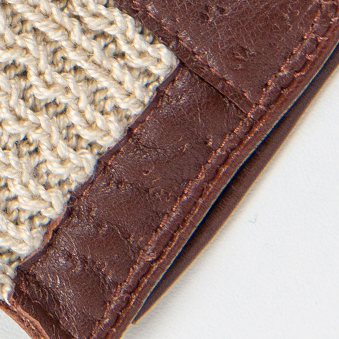 Men’s Crochet-Back Imitation Peccary Leather Driving Gloves in english tan closeup