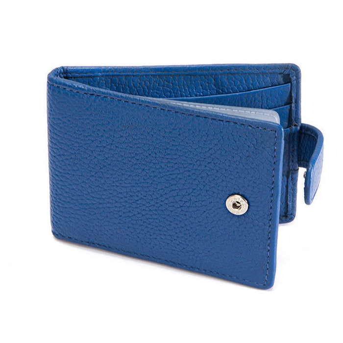 Men's Pebble Grain Leather Card Holder with RFID blocking and tab in black royal blue