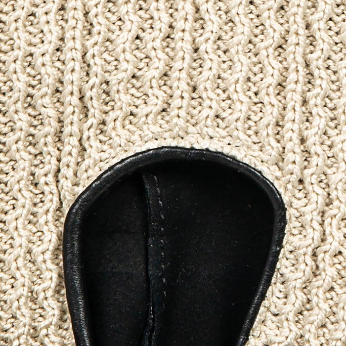Men's the suited racer fingerless crochet gloves leather driving gloves black close up of crochet