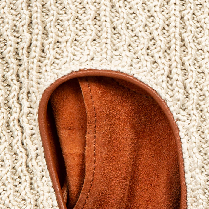 Men's the suited racer fingerless crochet gloves leather driving gloves english tan close up
