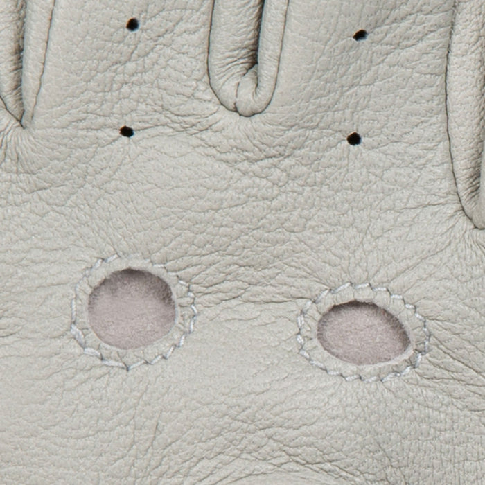 Women's Fingerless Leather Driving Gloves in Dove Grey Fingers