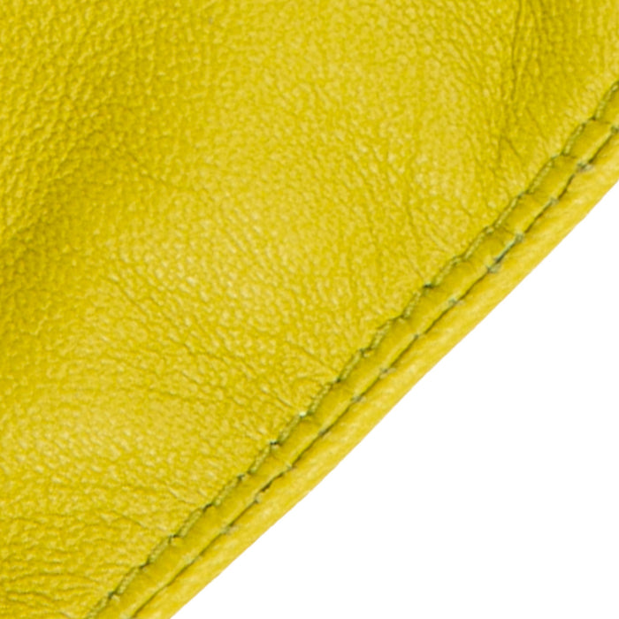 Women's Fingerless Leather Driving Gloves in Lime  closeup