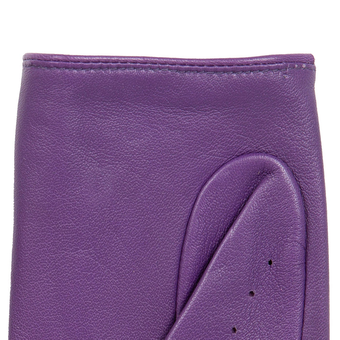 Women's Lined Leather Driving Gloves Amethyst left cuff