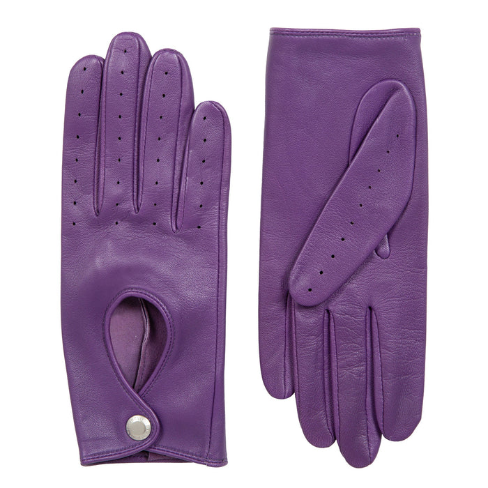 Women's Lined Leather Driving Gloves Amethyst side