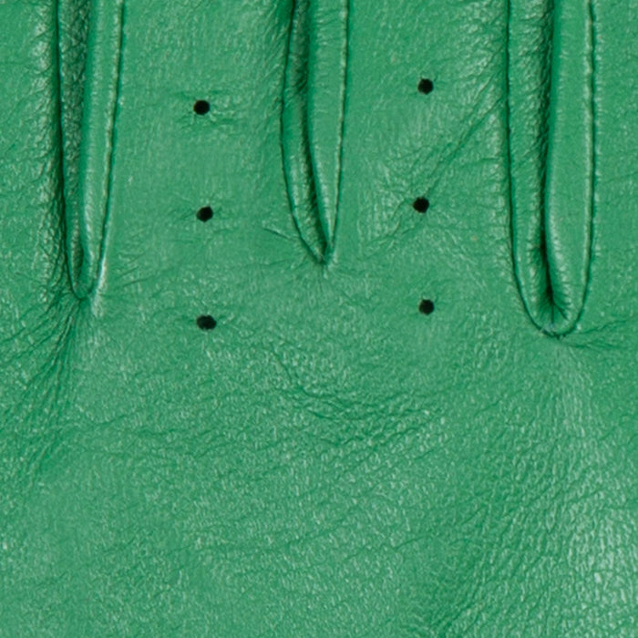 Women's emerald leather driving gloves fingers