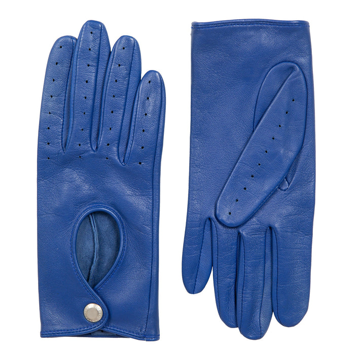 Women's Lined Leather Driving Gloves Marine side