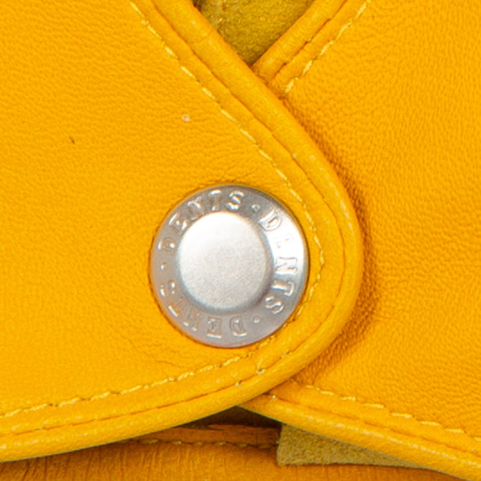Women's Lined Leather Driving Gloves Yellow stud