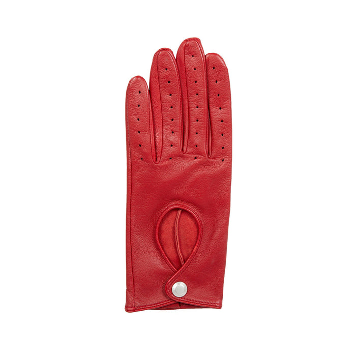 Women's Lined Leather Driving Gloves Berry left