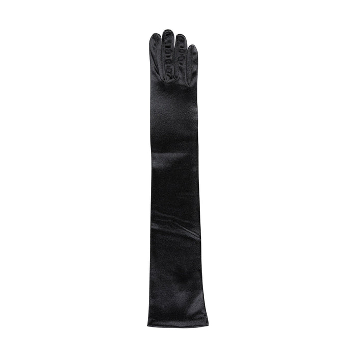 Women's long above-elbow satin gloves in black - single glove