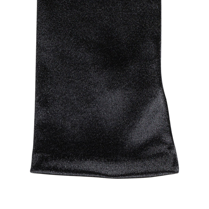 Women's long above-elbow satin gloves in black -  - close up of the cuff