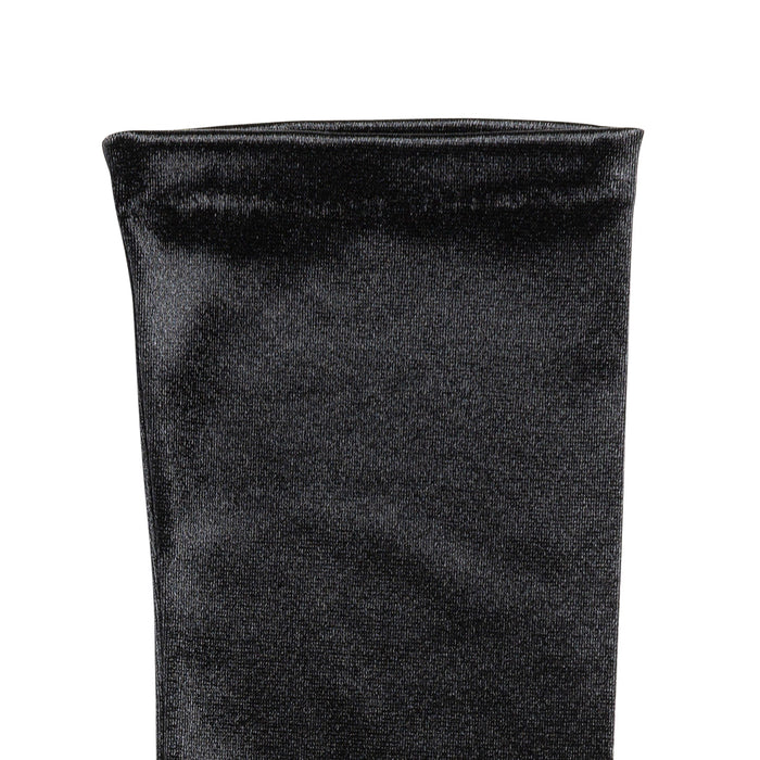 Women's long above-elbow satin gloves in black - cuff of the glove