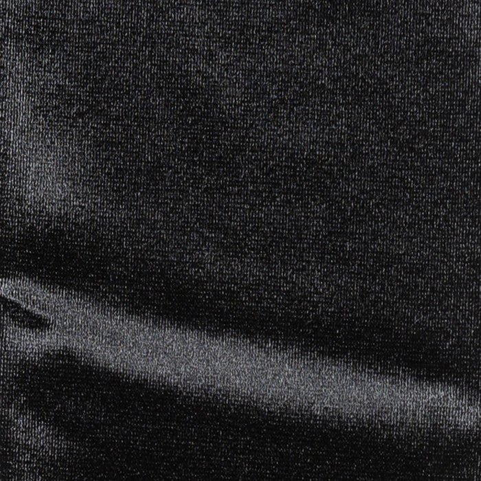 Women's long above-elbow satin gloves in black - close up of the fabric