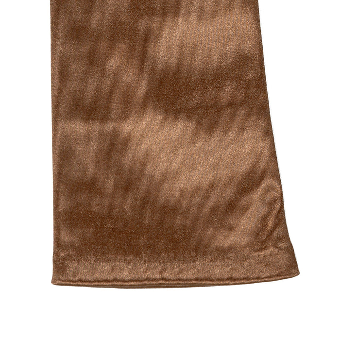 Women's long above-elbow satin gloves in bronze - cuff