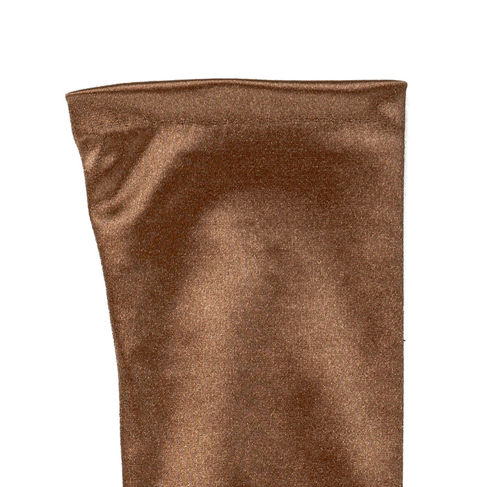 Women's long above-elbow satin gloves in bronze -  cuff