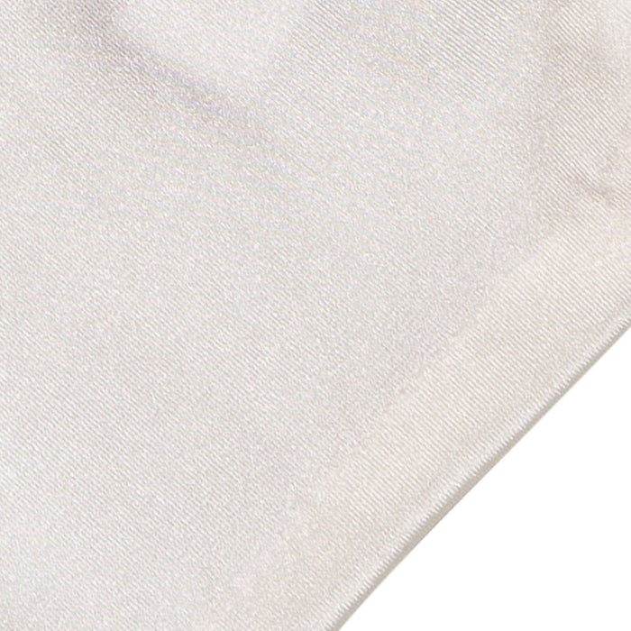 Women's long above-elbow satin gloves in ivory - close up of the edge of the cuff